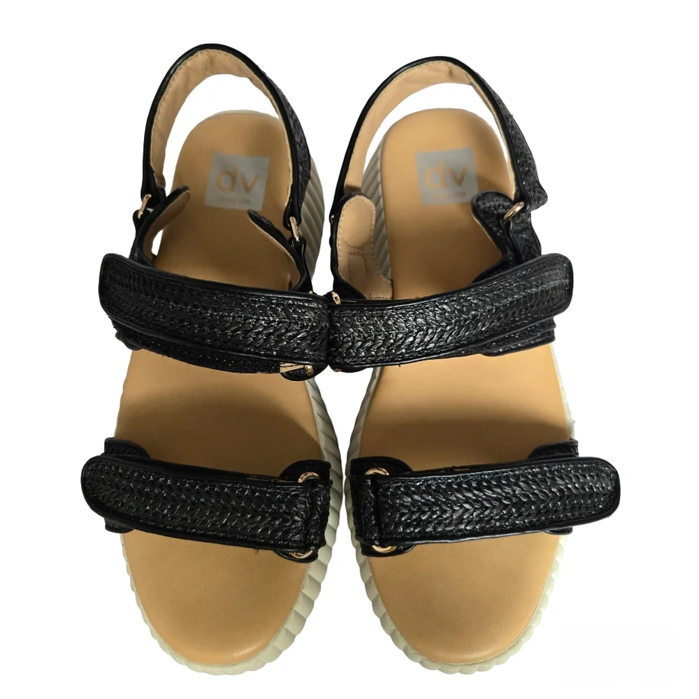 Dolce Vita Fighter Sporty Platform Sandals Black Woven Adjustable Straps